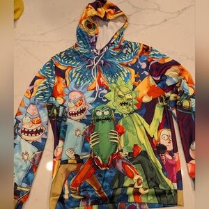 Rick and Morty cartoon unisex bright colored hoodie - pickle design Pickle Rick